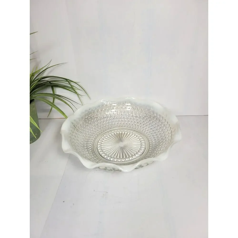 Vintage Anchor Hocking Moonstone Opalescent Hobnail 9.5